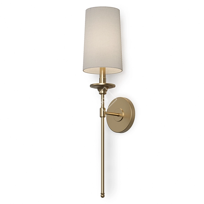 Elegant Nickel Wall Sconce 3D model image 4