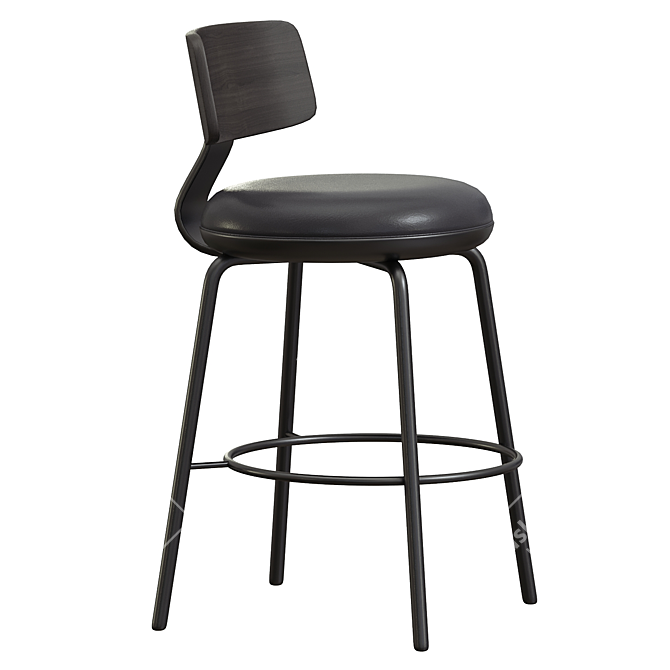  Martino 65cm Full Black Bar Stool 3D model image 2