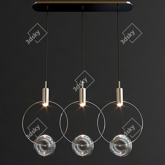 Elegant Blown Glass Pendant Lamp 3D model image 3