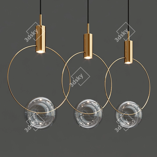 Elegant Blown Glass Pendant Lamp 3D model image 5