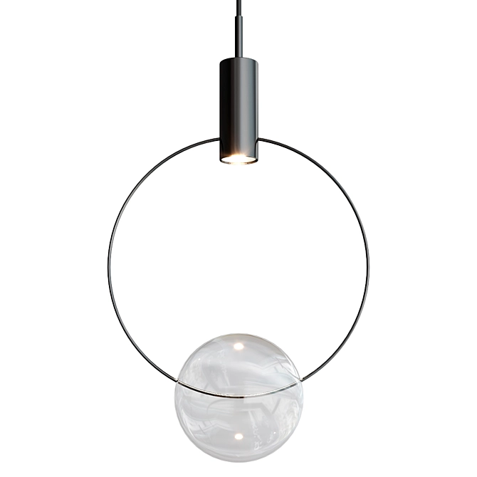 Elegant Blown Glass Pendant Lamp 3D model image 9