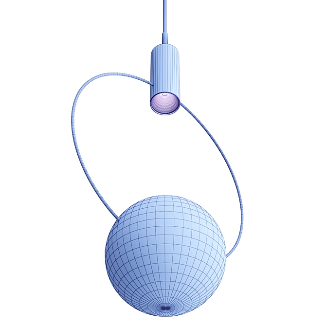 Elegant Blown Glass Pendant Lamp 3D model image 16