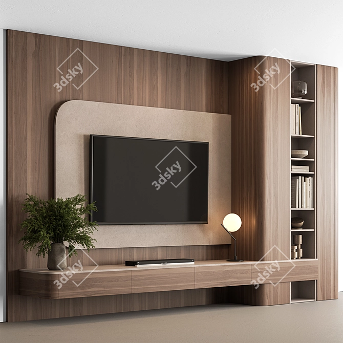 / Concrete & Wood Entertainment Center 3D model image 1