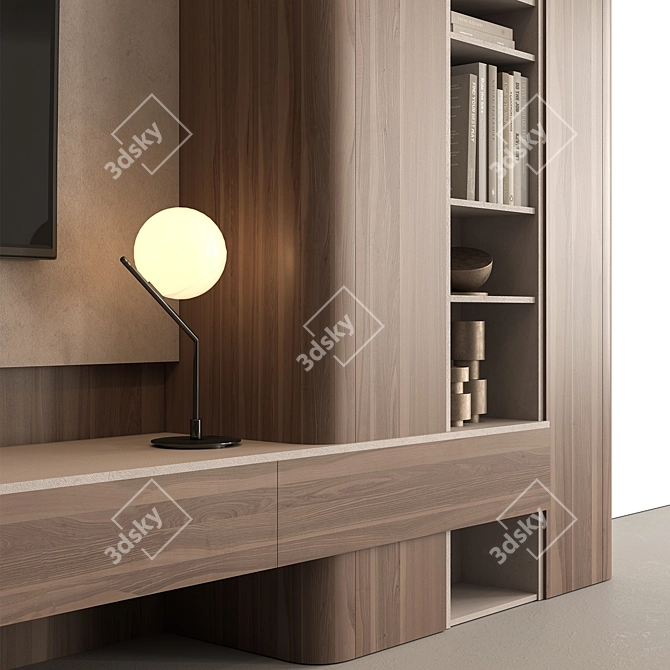 / Concrete & Wood Entertainment Center 3D model image 2