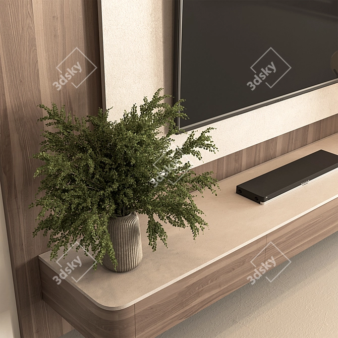 / Concrete & Wood Entertainment Center 3D model image 3