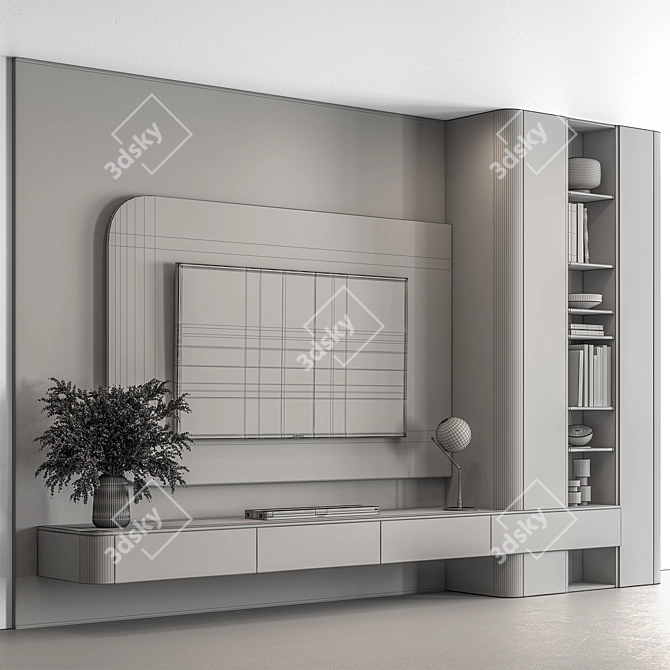 / Concrete & Wood Entertainment Center 3D model image 5