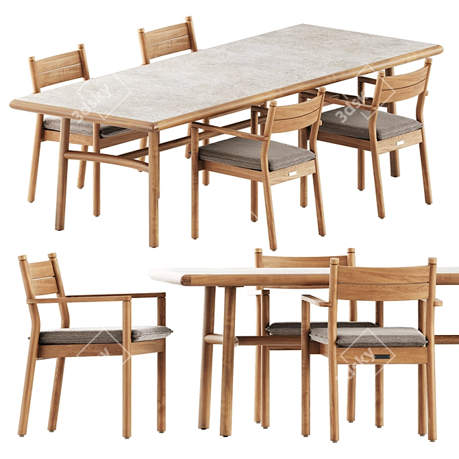  Apache Chair & Ukiyo Dining Table Set 3D model image 1