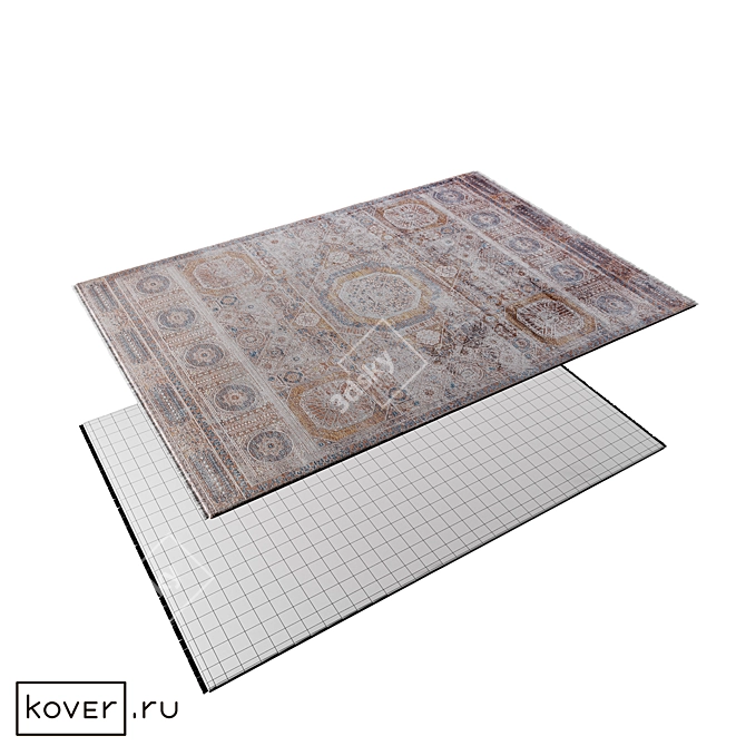 Title: Floral Eucalyptus Silk Rug 3D model image 2