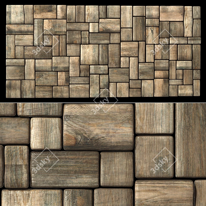 High Resolution Wood Texture Panel 3D model image 1