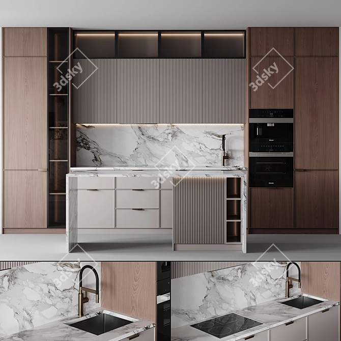 Modern Kitchen Set, Editable Size 3D model image 1