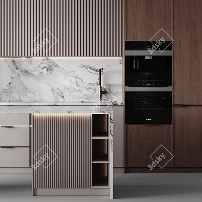 Modern Kitchen Set, Editable Size 3D model image 4