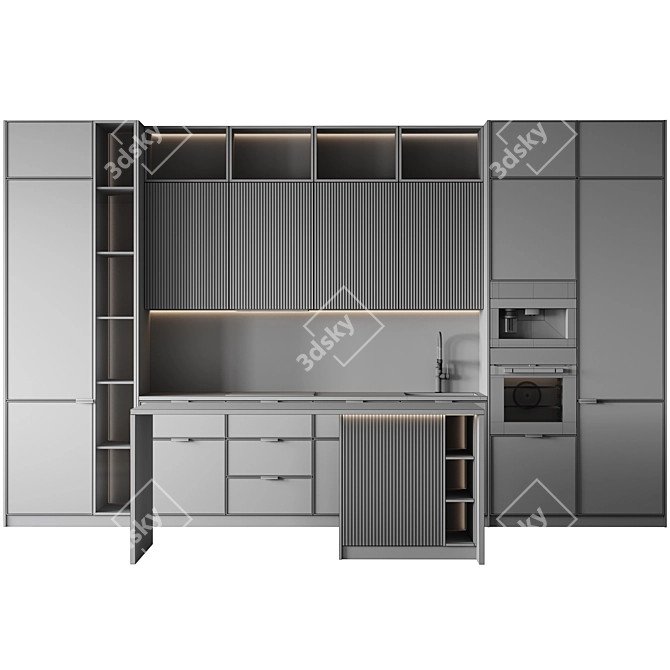 Modern Kitchen Set, Editable Size 3D model image 6