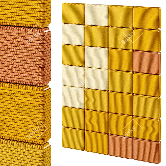 Handcrafted FABRICK Cord Mosaic Panels 3D model image 1