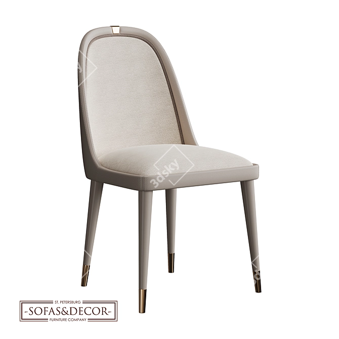 Customizable Ergonomic Shiny Dining Chair 3D model image 1