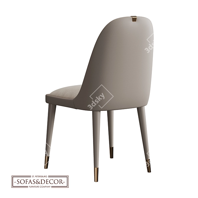 Customizable Ergonomic Shiny Dining Chair 3D model image 2