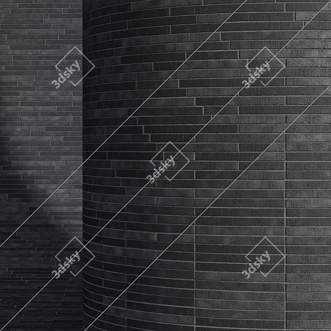 Black Long Cladding Brick Materials 3D model image 1