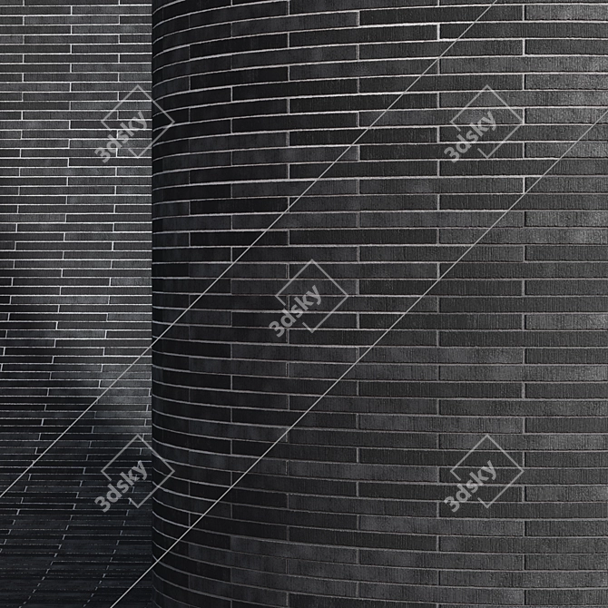 Black Long Cladding Brick Materials 3D model image 2