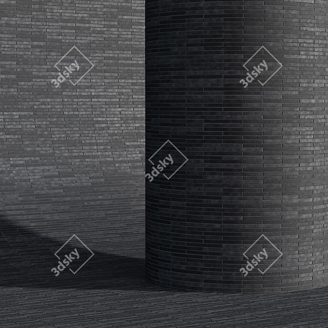 Black Long Cladding Brick Materials 3D model image 3