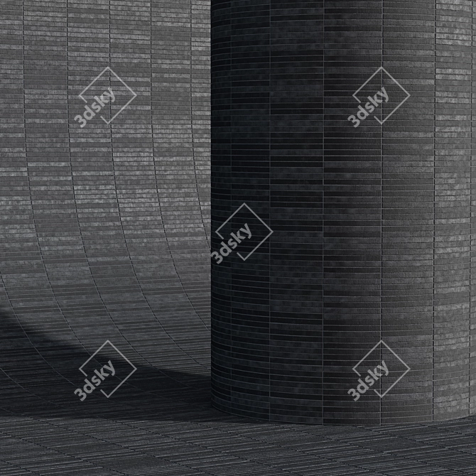 Black Long Cladding Brick Materials 3D model image 4