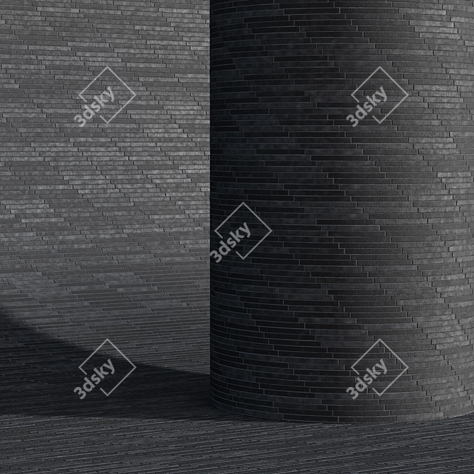 Black Long Cladding Brick Materials 3D model image 5