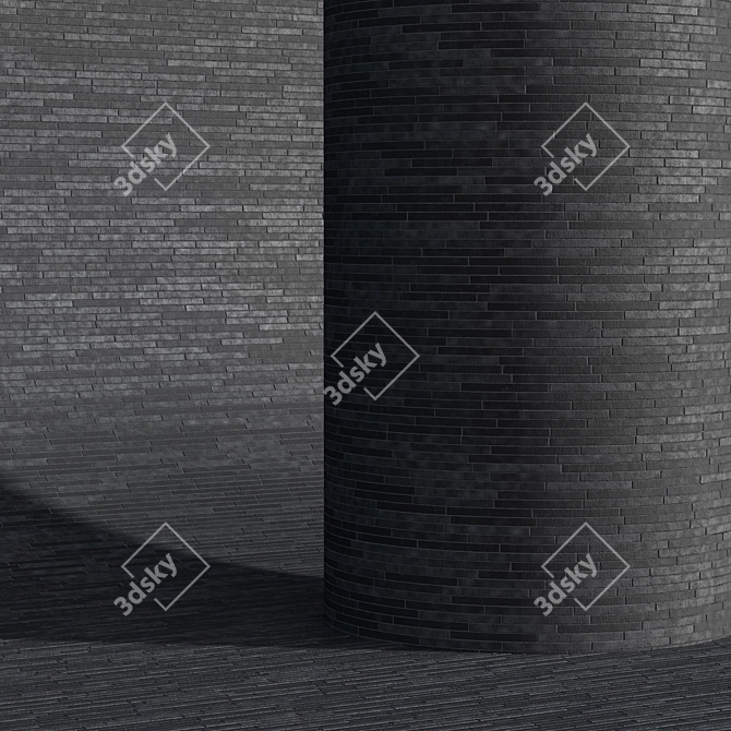 Black Long Cladding Brick Materials 3D model image 6