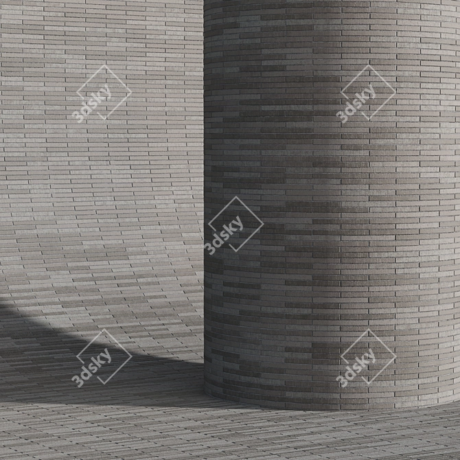 Beige Long Brick Cladding Kit 3D model image 3