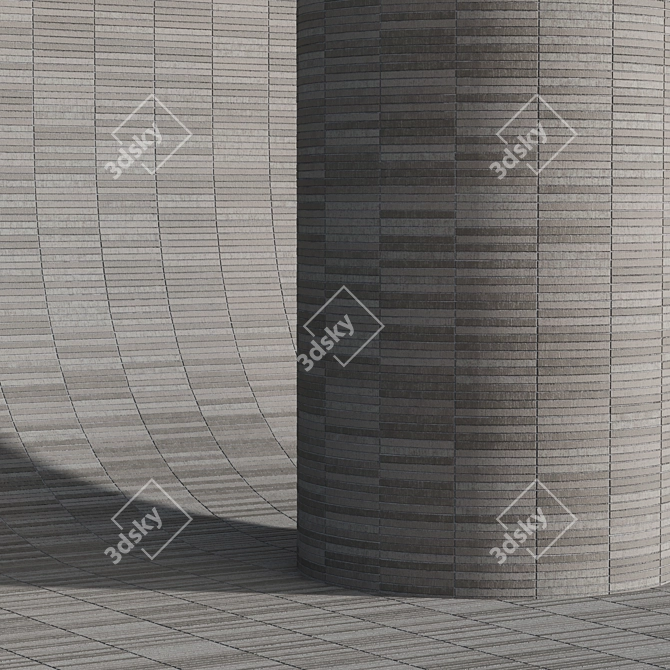 Beige Long Brick Cladding Kit 3D model image 4