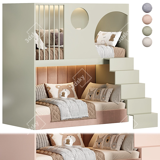 Modern Kids Bedroom Furniture Set 3D model image 1