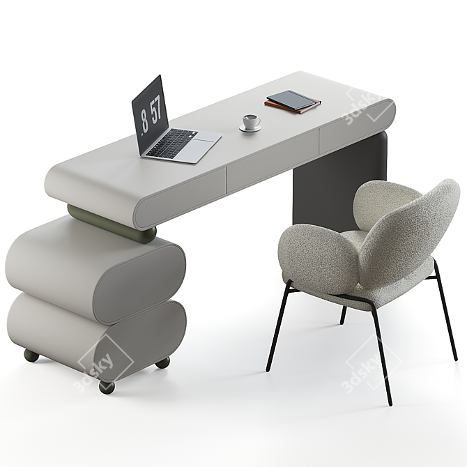 Modern Office Desk Set 2014 3D model image 5