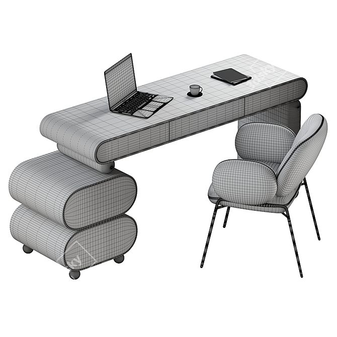 Modern Office Desk Set 2014 3D model image 4