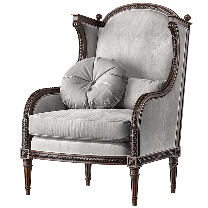 French Art Armchair Elegance 3D model image 1