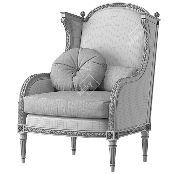 French Art Armchair Elegance 3D model image 2