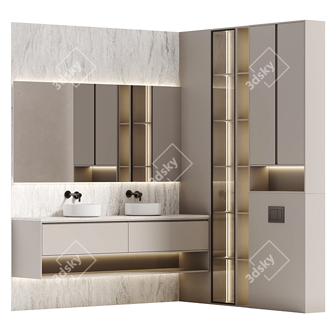 Modern Bathroom Furniture Set 3D model image 1