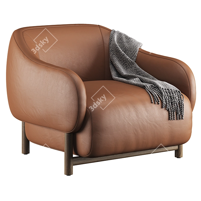 Stylish Audrey Leather Armchair 3D model image 2