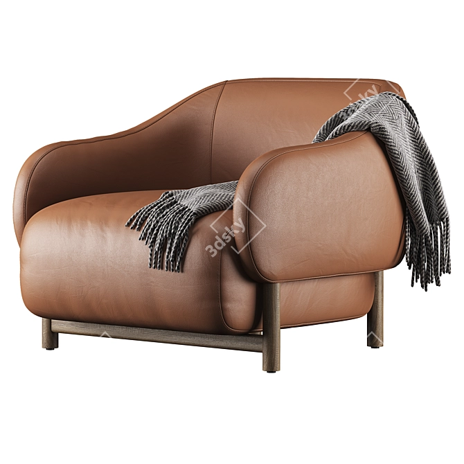 Stylish Audrey Leather Armchair 3D model image 4