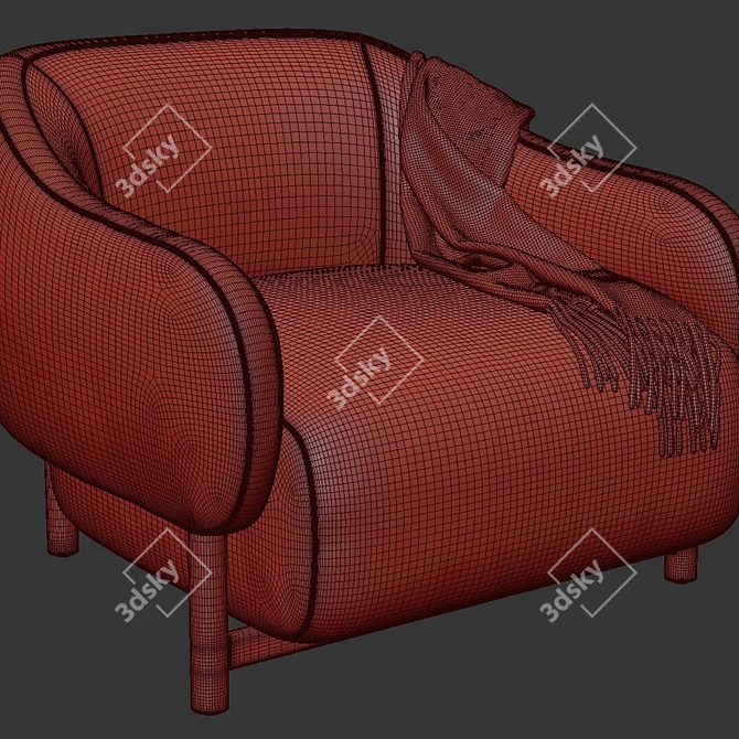 Stylish Audrey Leather Armchair 3D model image 5