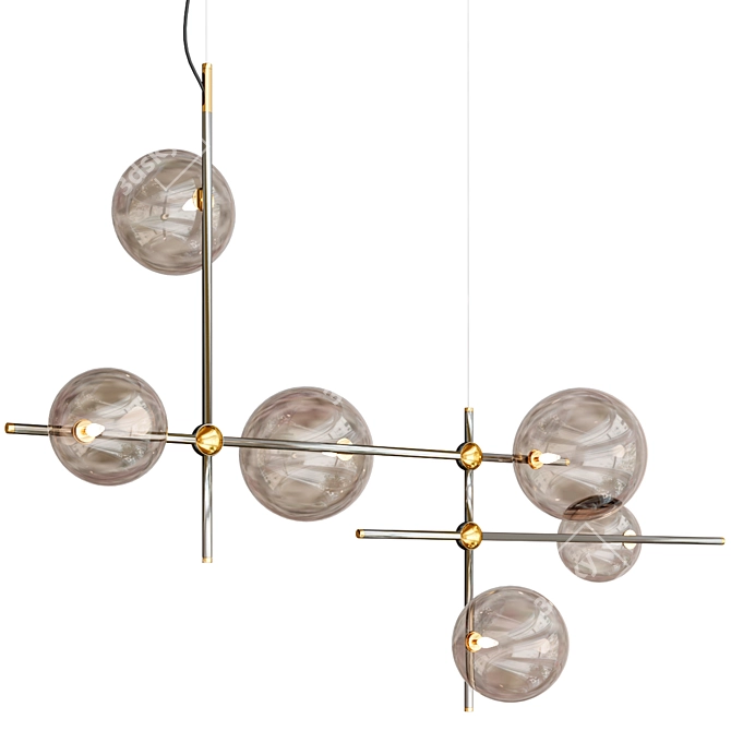 Elegant Glass Steel Pendant Lamp 3D model image 3