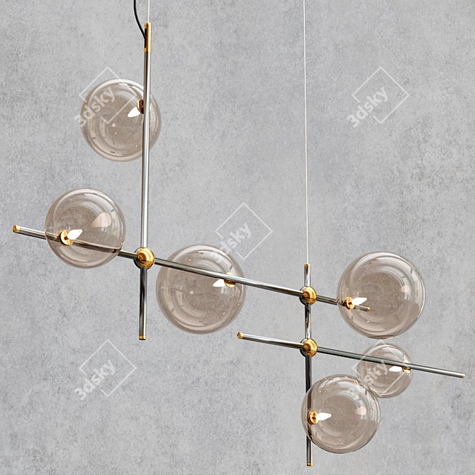 Elegant Glass Steel Pendant Lamp 3D model image 6