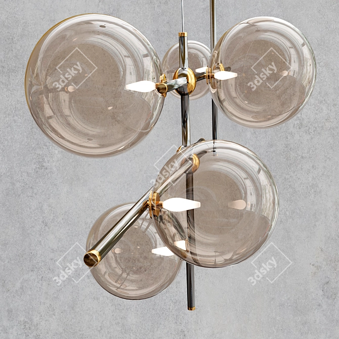 Elegant Glass Steel Pendant Lamp 3D model image 7