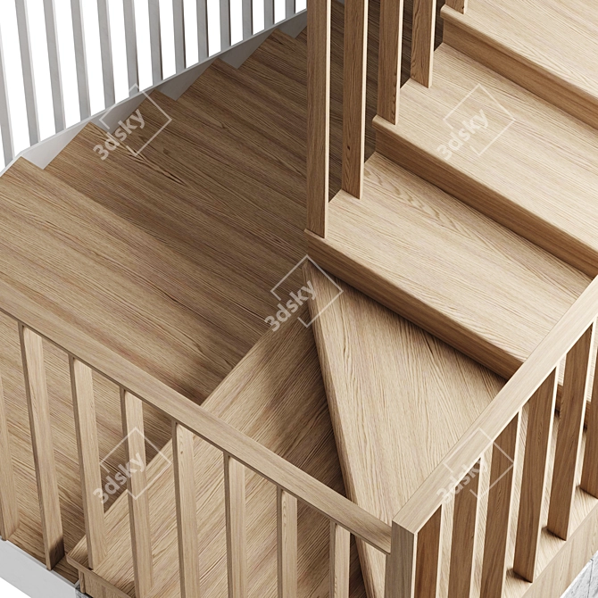 Dual-Step Staircase with Railings 3D model image 6