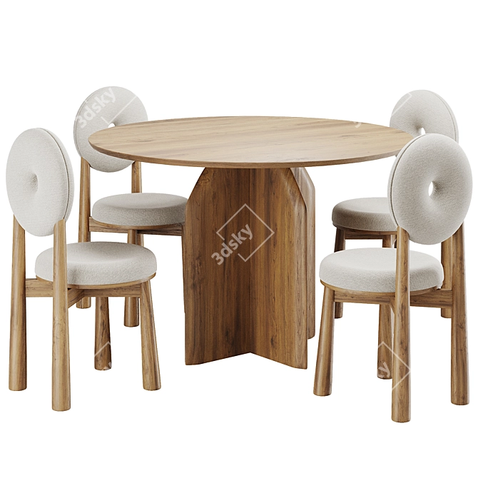 Modern White Dining Chair and Table 3D model image 1