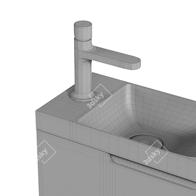 40cm TIM Vanity Unit with Washbasin 3D model image 4