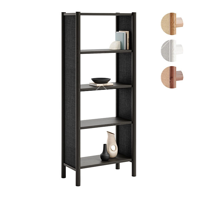 Emmer Oak Bookcase Charcoal/Natural 3D model image 1