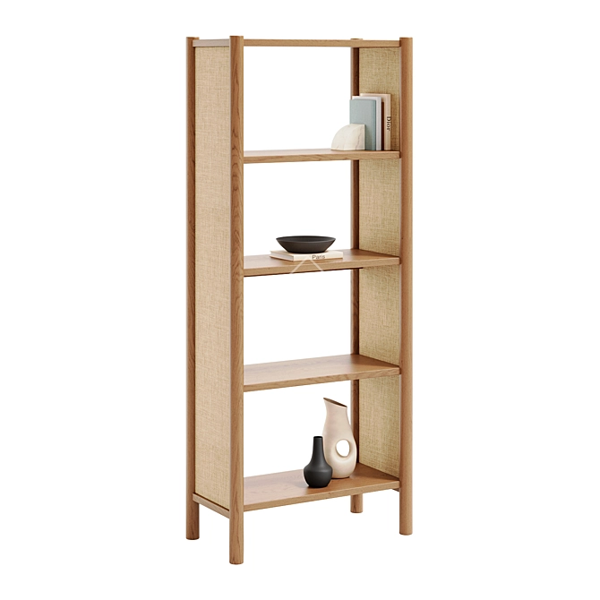 Emmer Oak Bookcase Charcoal/Natural 3D model image 4