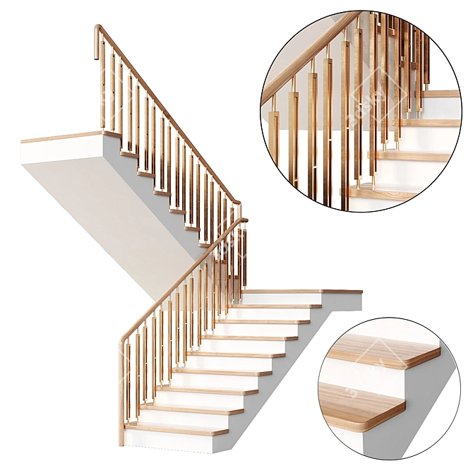 Modern Staircase 22, Obj File 3D model image 1