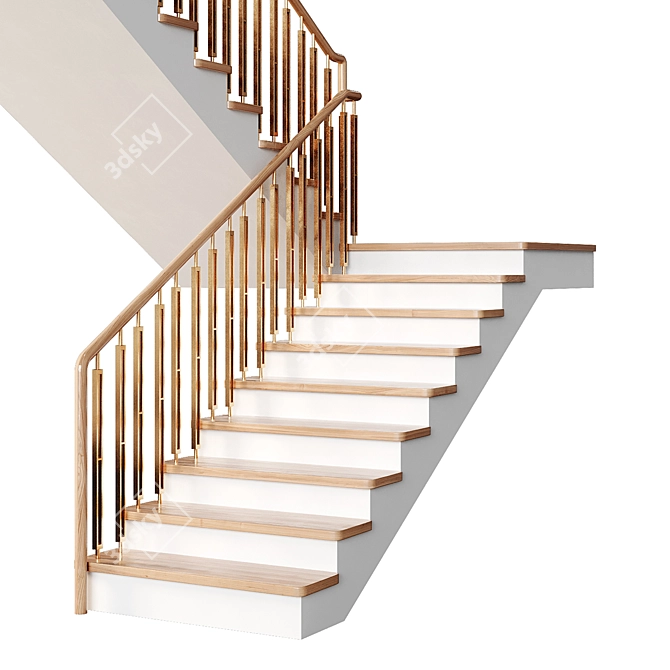 Modern Staircase 22, Obj File 3D model image 2