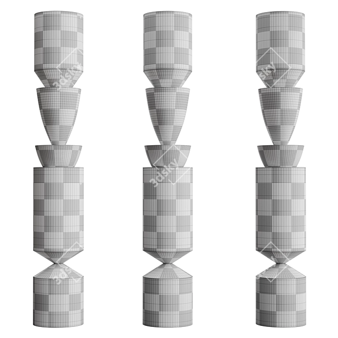 Modern Totem Sculpture Decor Piece 3D model image 10