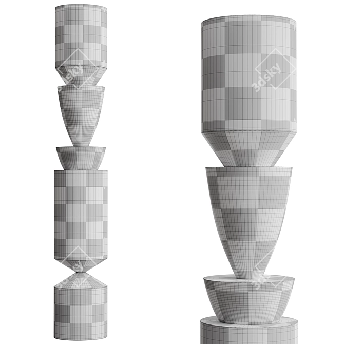 Modern Totem Sculpture Decor Piece 3D model image 15