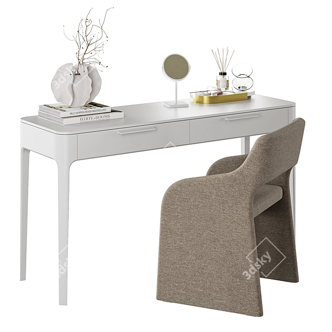 Modern Ellipse Dressing Table Set 3D model image 1