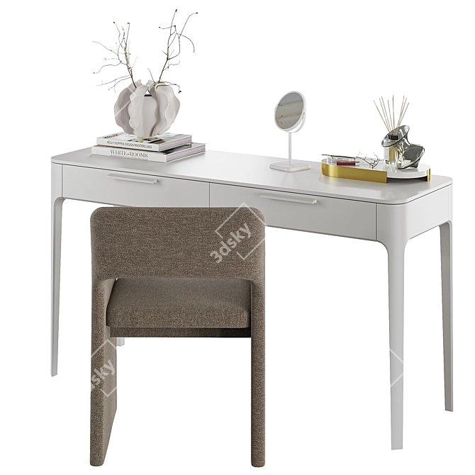 Modern Ellipse Dressing Table Set 3D model image 2